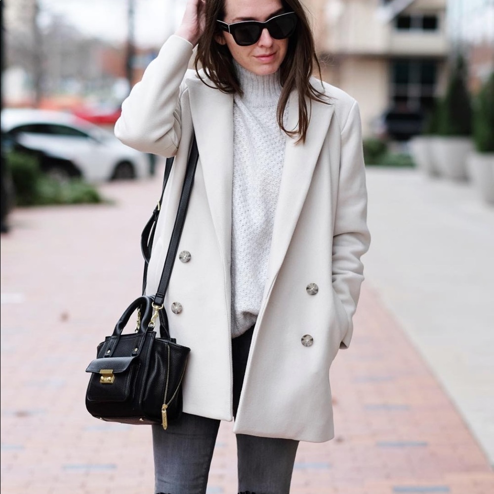 Theory cream cafe double breasted coat